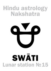 Astrology Alphabet: Hindu nakshatra SWATI (Lunar station No.15). Hieroglyphics character sign (single symbol).