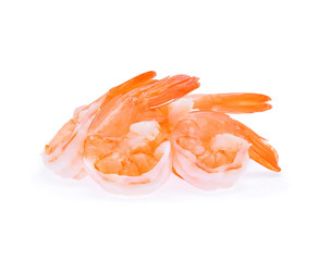 Cooked shrimps isolated on white background.