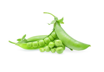 fresh green peas isolated on white background