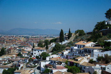 Fototapeta na wymiar Panorama Granada, Spain with a view of the mountains