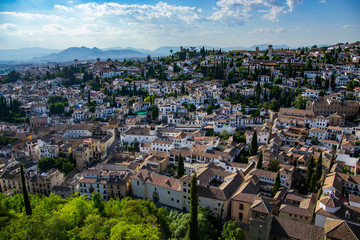 Fototapeta na wymiar Panorama Granada, Spain with a view of the mountains