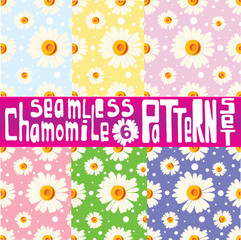 Chamomile pattern set with six seamless patterns
