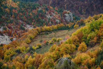 Daily autumn landscape at Belintash sanctuary, Rhodope Mountains, Bulgaria