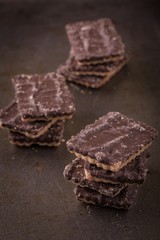 Several chocolate biscuits