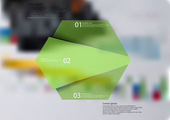 Illustration infographic template with hexagon randomly divided to three parts