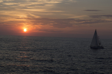Obraz na płótnie Canvas Sailing in Adriatic sea around Vis island