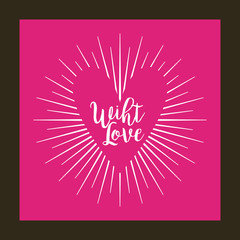 with love card with heart shape over pink background. colorful design. vector illustration