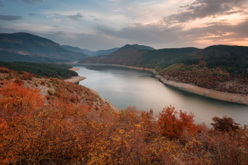 Cloudy autumn morning along the Arda River, Rhodope Mountains, Bulgaria