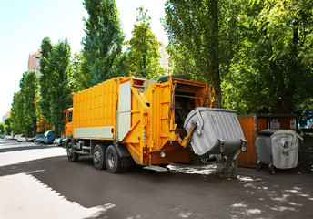 Fototapeta na wymiar Garbage truck outdoor