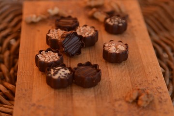 Homemade chocolate pralines