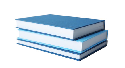Stack of books on white background