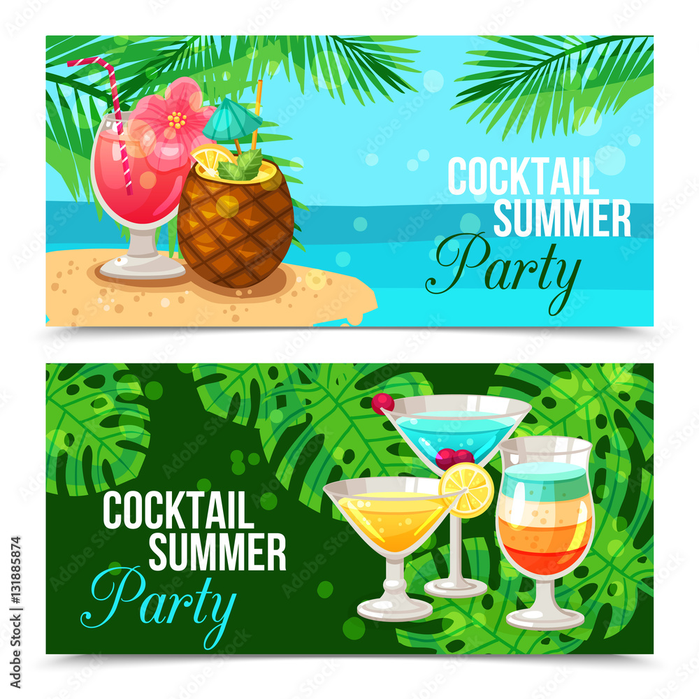 Wall mural tropical cocktails horizontal banners