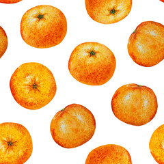 Seamless pattern watercolor orange tangerine, Seamless background of watercolor fruit mandarin for flyer, poster, wallpaper, web, invitation, greeting card, menu of cafe, restaurant, fabric, textile