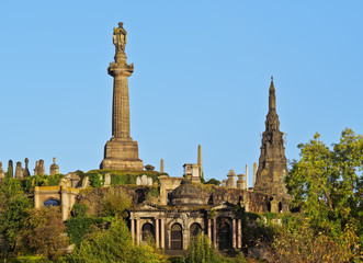 Fototapeta na wymiar UK, Scotland, Lowlands, Glasgow, View of The Necropolis, Victorian Cemetery.