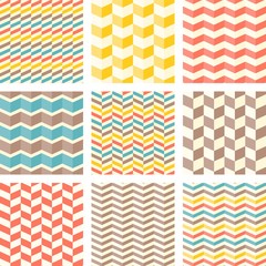 Set of chevron and zigzag seamless pattern