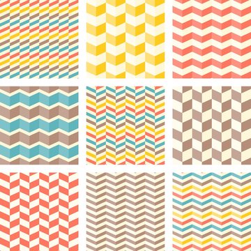 Set of chevron and zigzag seamless pattern