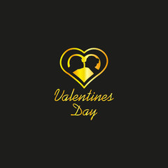 Valentines Day Luxury Golden Logo, Eps8, Vector, Illustration