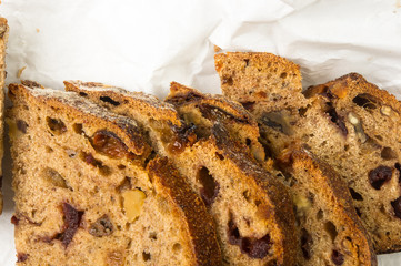 Slices of malt bread handmade