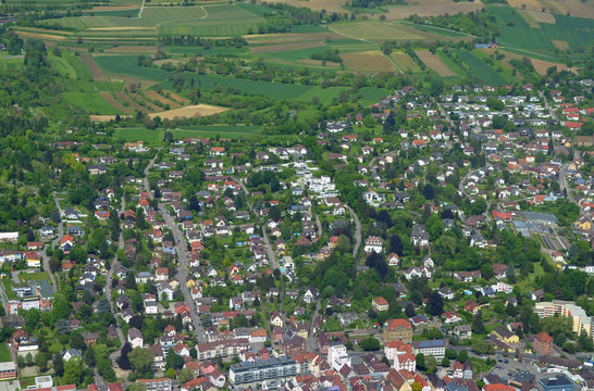aerial view along the Schutterlindenberg in Lahr Baden, Germany 