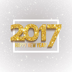 Abstract background. 2017 New Year text with lights and sparkles. Vector illustration