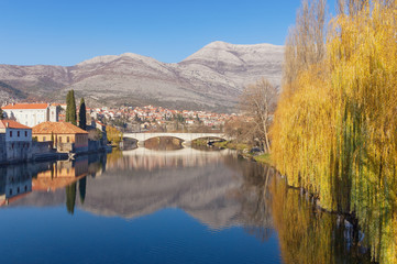 Fototapeta premium View of Trebisnjica river in Trebinje city, Bosnia and Herzegovina
