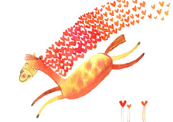 Watercolor horse vector illustration