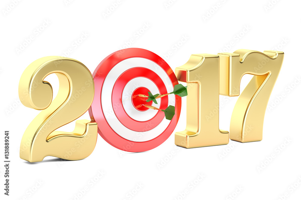 Aufkleber 2017 year target concept, 3d rendering