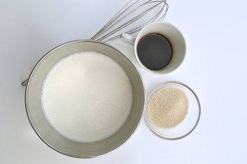 Ingredients for making of Italian specialty frozen coffee drink - Crema di cafe