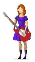 Fototapeta premium redhead cute guirl playing guitar