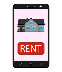 Smartphone with realty app. House sale. Realty selling application.Vector illustration