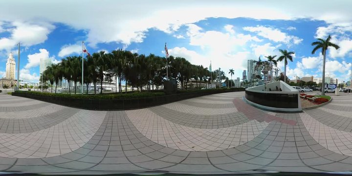 360vr spherical video of Downtown Miami Port Miami entrance