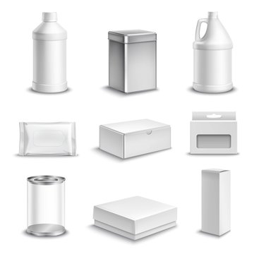 Product Package Realistic Icons Set 