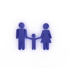 3d rendering of dad mom and child family sign