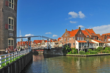 Fototapeta na wymiar Il porto canale di Enkhuizen, Olanda - Paesi Bassi