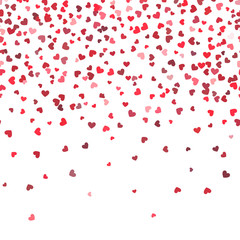 Heart fall vector background. Love and valentine day or wedding horizontal pattern with falling hearts