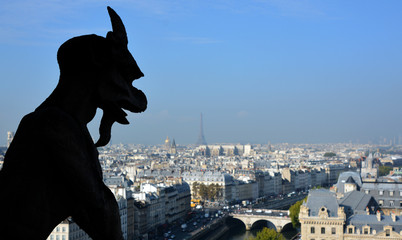 PARIS, FRANCE - OCT. 19: The Notre Dame cathedral of Paris gargoyle, France, on october 19, 2014, one of the most famous landmarks in Paris. In 2013, the cathedral celebrate its 850 years anniversary