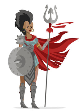 African Mohawk Trident Amazon Woman Gladiator