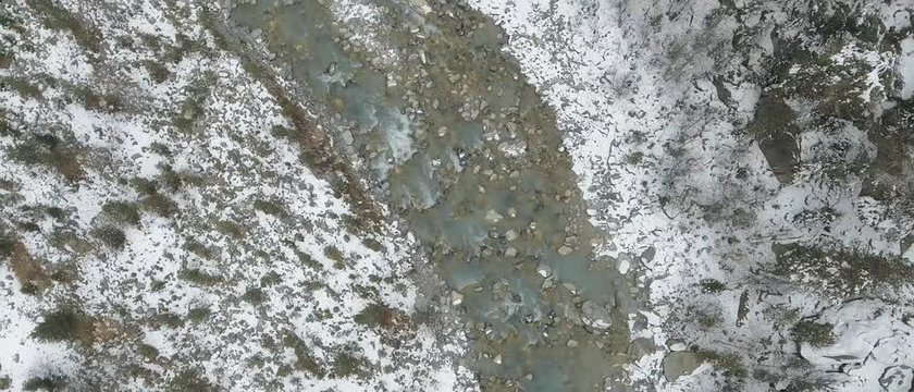 Aerial view from DJI Phantom on a Kavkaz river in Georgia.