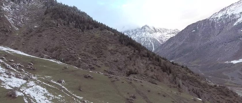 Aerial view from DJI Phantom on a Kavkaz Mountains in Georgia.