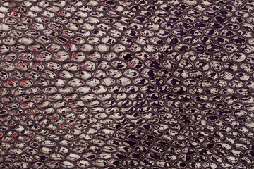 Texture of genuine patent leather close-up, embossed under the skin reptile, rotviolett color