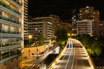Fototapeta na wymiar Night view of road in Monaco
