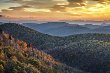 Naklejka na ściany i meble Blue Ridge Mountains, autumn scenic, North Carolina