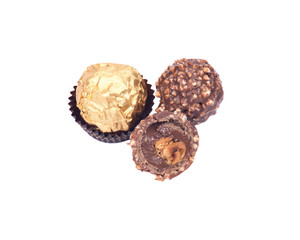 Italian chocolate balls isolated on white background