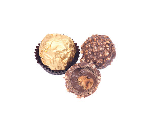 Italian chocolate balls isolated on white background