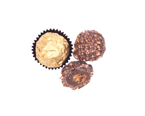 Italian chocolate balls isolated on white background