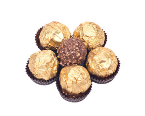 Italian chocolate balls isolated on white background