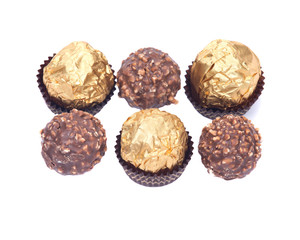 Italian chocolate balls isolated on white background