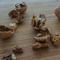Walnuts on a wooden base