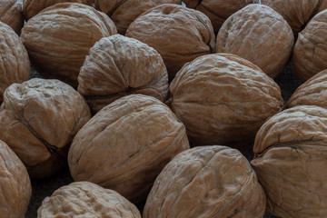 Walnuts on a wooden base
