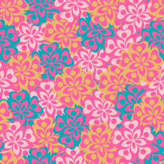 Vector seamless cute spring or summer flowers pattern background